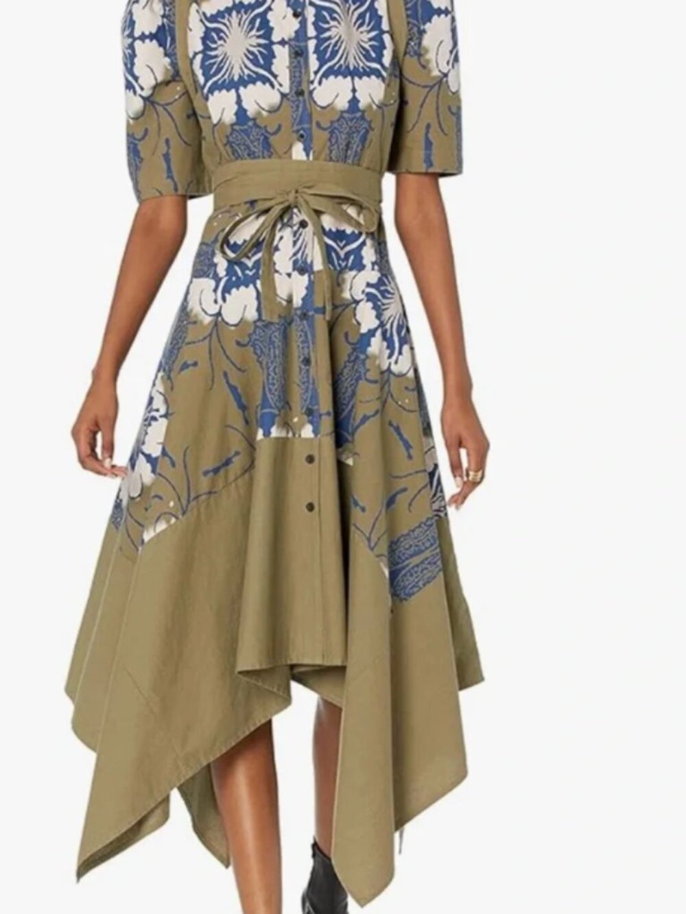Making the Cut Button Down Olive Green Dress, Size XS NWT, Gary Graham